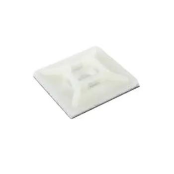 CTC AB20N-FIX Adhesive Natural Cable Tie Bases With Fixing Hole 20mm x 20mm - Pack of 100 1