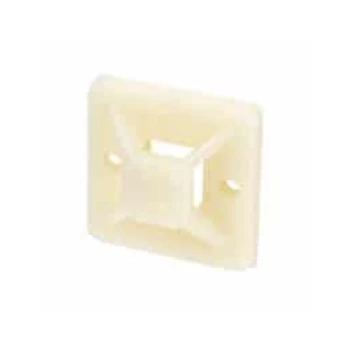 CTC AB28N-FIX Adhesive Natural Cable Tie Bases With Fixing Hole 28mmx28mm - Pack of 100 1 2