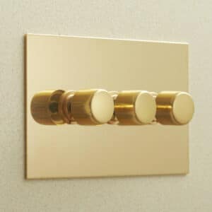 Forbes & Lomax 3GTE250/U 3 Gang Rotary Dimmer - Unlacquered Brass