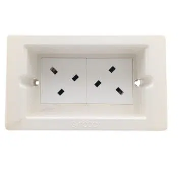 Syncbox SB-Power module with two 13A sockets – recessed hidden socket unit for media and power applications.