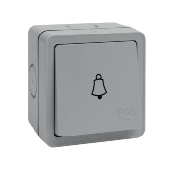 Hager Sollysta WXPPS12B IP66 Outdoor Bell Switch - Light Grey