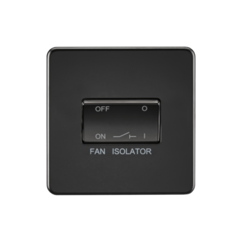 Knightsbridge SF1100MBB Matt Black Screwless Fan Isolator Switch