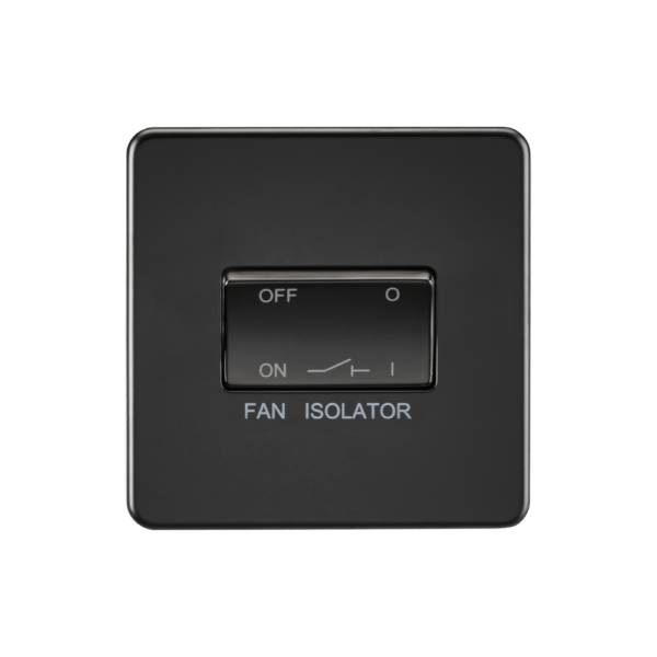 Knightsbridge SF1100MBB Matt Black Screwless Fan Isolator Switch