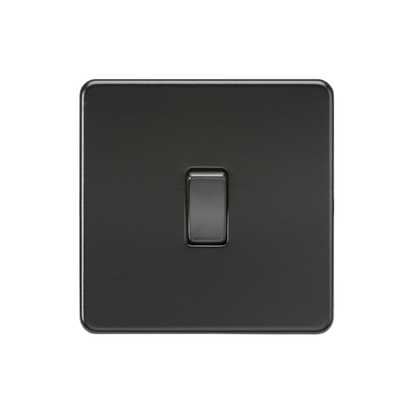 Knightsbridge SF1200MBB Matt Black Screwless 1G Intermediate Switch