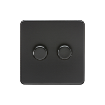 Knightsbridge SF2182MBB 2G 2 Way Matt Black Screwless LED Dimmer