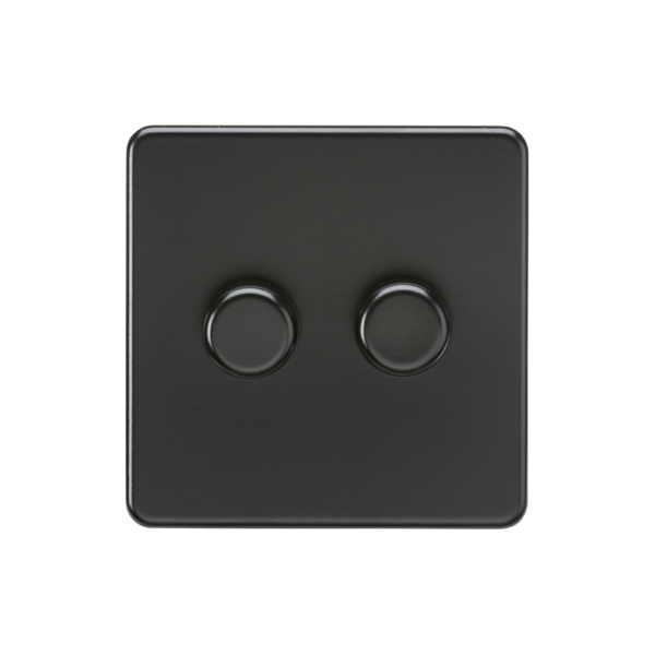 Knightsbridge SF2182MBB 2G 2 Way Matt Black Screwless LED Dimmer