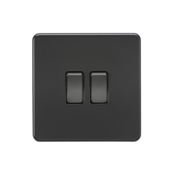 Knightsbridge SF3000MBB 2 Gang 2 Way Matt Black Screwless Switch