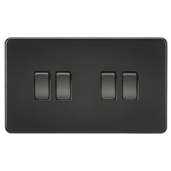 Knightsbridge SF4100MBB Matt Black Screwless 4 Gang Switch
