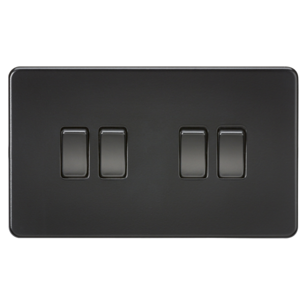 Knightsbridge SF4100MBB Matt Black Screwless 4 Gang Switch