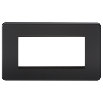 Knightsbridge SF4GMB Matt Black Screwless 4 Gang Euro Plate