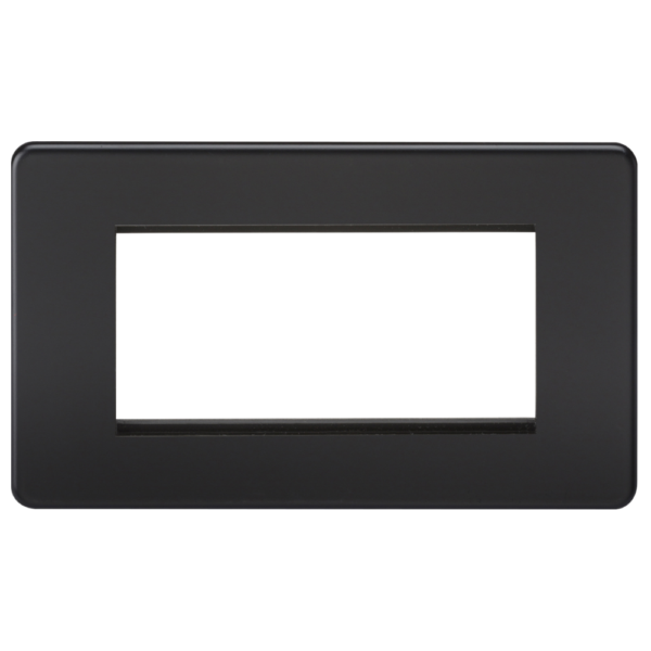 Knightsbridge SF4GMB Matt Black Screwless 4 Gang Euro Plate