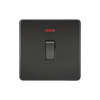 Knightsbridge SF8341NMBB Matt Black 20A Single DP Switch with Neon