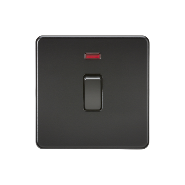 Knightsbridge SF8341NMBB Matt Black 20A Single DP Switch with Neon