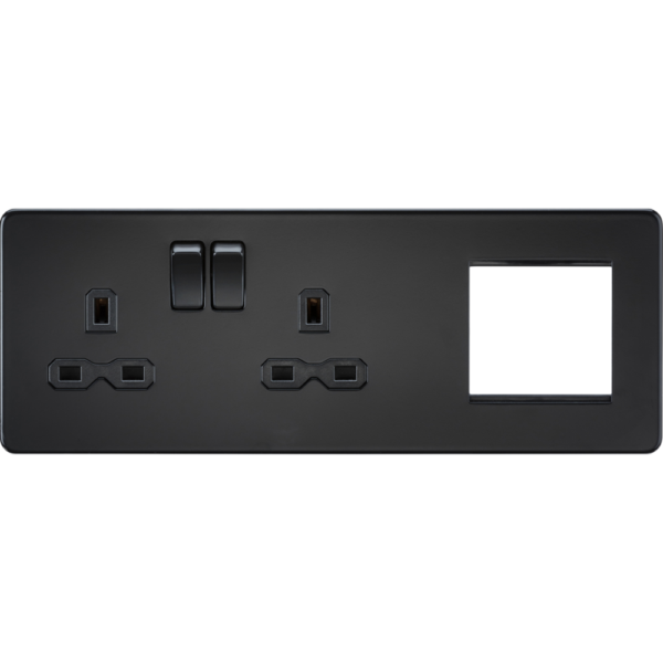 Knightsbridge SFR192LMBB 13A 2 Gang Socket + 2 Gang Modular Plate