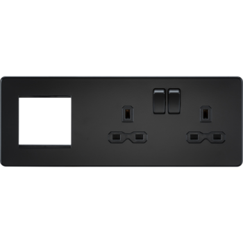 Knightsbridge SFR192RMBB 13A 2 Gang Socket + 2 Gang Modular Plate