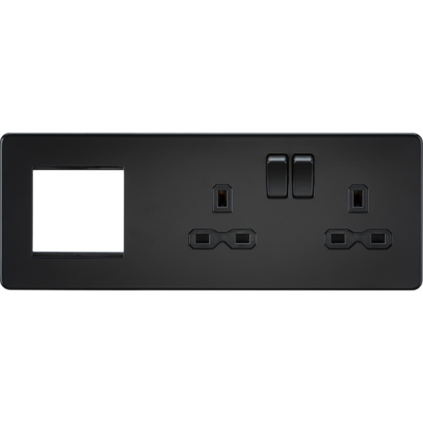 Knightsbridge SFR192RMBB 13A 2 Gang Socket + 2 Gang Modular Plate