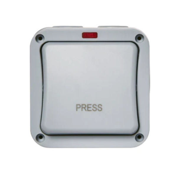 Forum ZN-38871 Outdoor IP66 Bell Push Switch with Neon - Grey