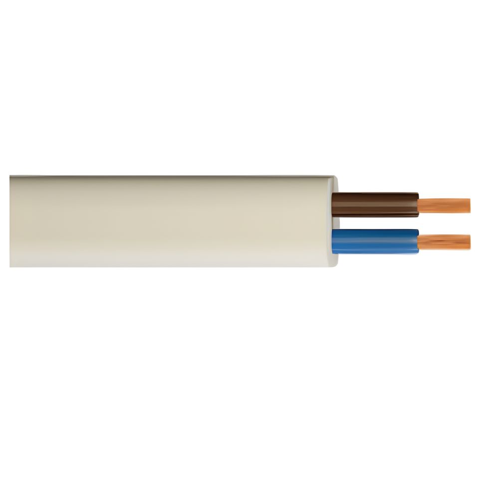 2 Core 0.75mm | 2192Y | Flat PVC Flexible Cable | White | Per Metre 1 2 Core 0.75mm Flat PVC Flexible Cable Per Metre
