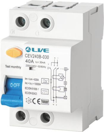 Live Electrical CEV263B-030 2 Pole 63A 30mA Type B RCCB