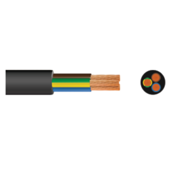 3 Core 1mm Round Flexible PVC Cable 3183Y Black - 1m