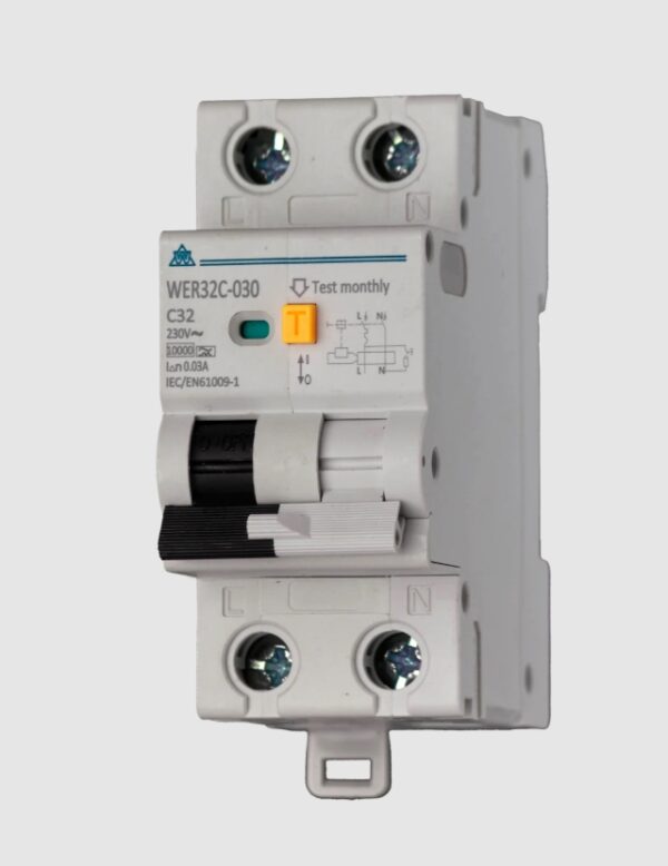 WCED WER06C-030 WCED Double Pole Type A 30mA RCBO Curve C - 6A