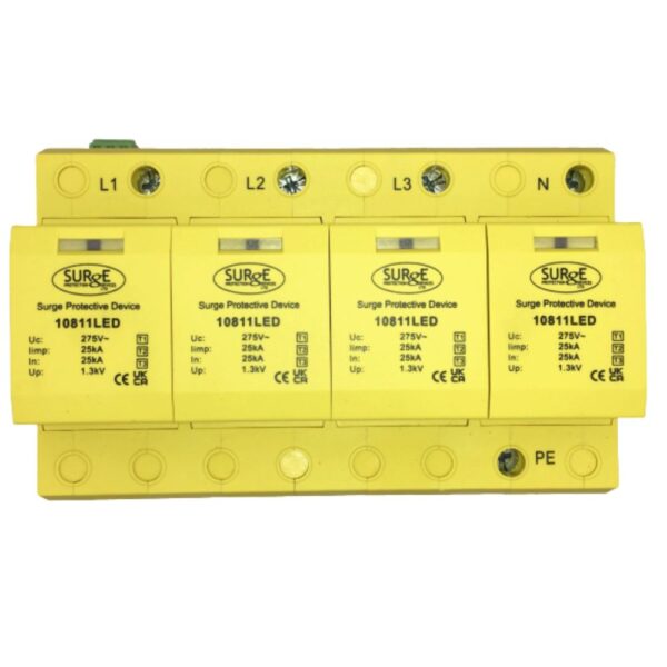 Surge Devices 10811/LED Type 1+2+3 SPD – 3-Phase Lightning Arrester for TN-S & TNC-S Systems