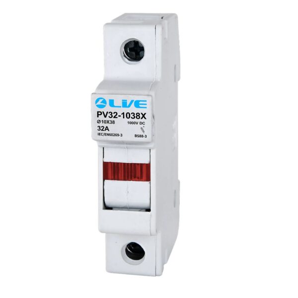Live Electrical PV32-1038X 32A 1000VDC Photovoltaic Fuse Holder with Light without Fuse
