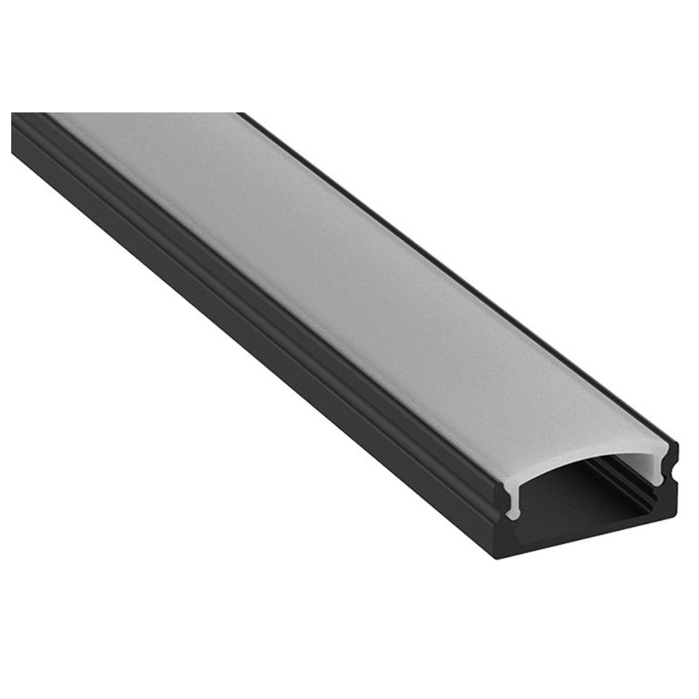 ALL LED | APA001/BK | Profile1 | Shallow Surface Profile with Opal Diffuser Carbon Black Finish | 2m 1 ALL LED Profile1 2m Shallow Surface Carbon Black Profile