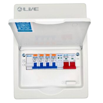 Live Electrical 5 Way SPD Metal Consumer Unit Kit with 4 RCBOs