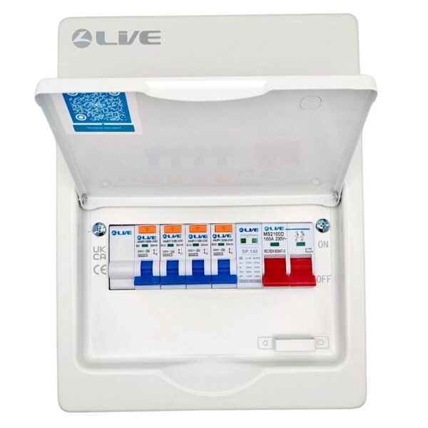 Live Electrical 5 Way SPD Metal Consumer Unit Kit with 4 RCBOs