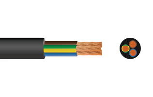 3 Core 1.5mm Round Flexible PVC Cable 3183Y Black - 1m