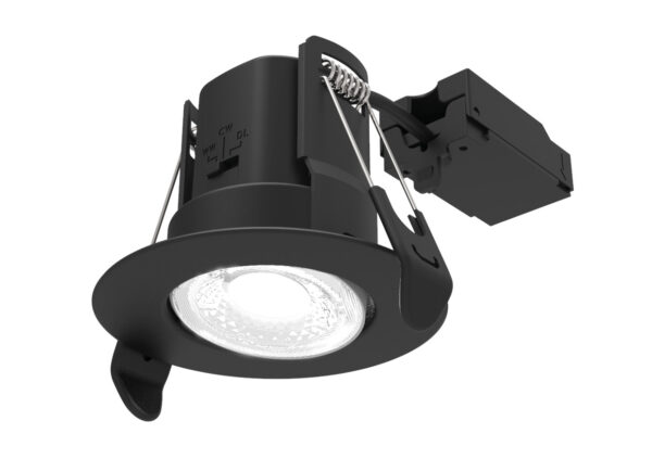 ALL LED AFD05/A/BK/CCT ALL LED Atom Carbon Black Adjustable 5W IP65 CCT Selectable Dimmable LED Fire Rated Downlight 1