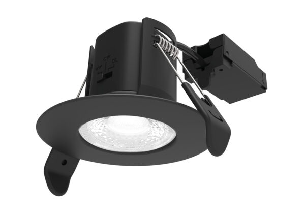 ALL LED AFD05/F/BK/CCT ALL LED Atom Carbon Black Fixed 5W IP65 CCT Selectable Dimmable LED Fire Rated Downlight 1