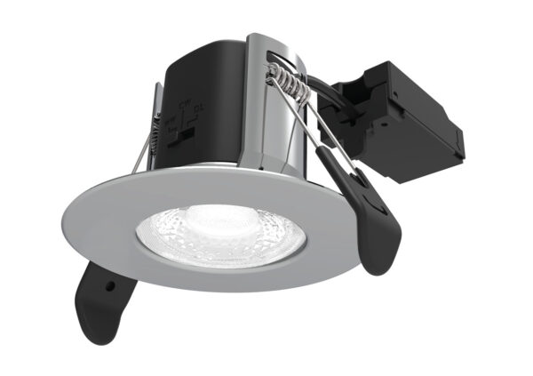 ALL LED AFD05/F/PC/CCT ALL LED Atom Polished Chrome Fixed 5W IP65 CCT Selectable Dimmable LED Fire Rated Downlight