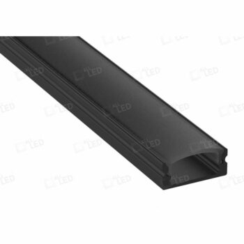 ALL LED APA001/BK 2m Shallow Surface Carbon Black Profile with Smoked Black Diffuser