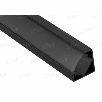 ALL LED APA002/BK 2m 45˚ Angled Profile with Smoked Black Diffuser Carbon Black Finish