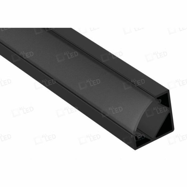 ALL LED APA002/BK 2m 45˚ Angled Profile with Smoked Black Diffuser Carbon Black Finish