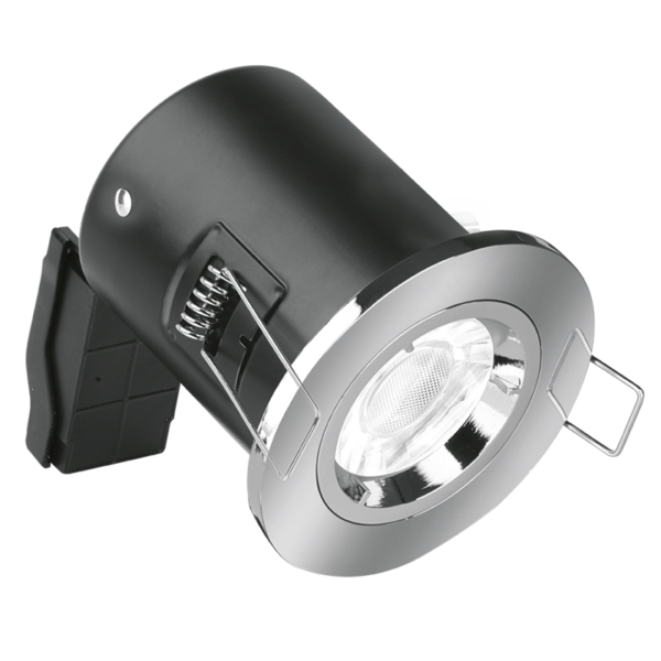 AURORA EN-FD101PC Aurora EFD™ GU10 Fixed Lock Ring Aluminium Fire Rated Downlight – Polished Chrome