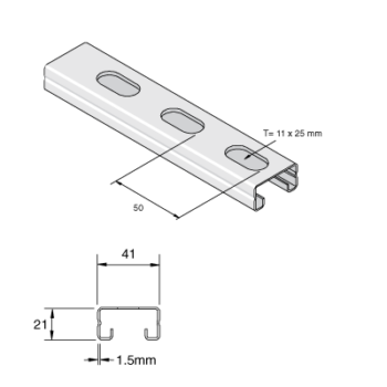 Atkore Unistrut P4000T10X3000PG Atkore Unistrut P4000T - Light Channel Slot - 3 Metres 2