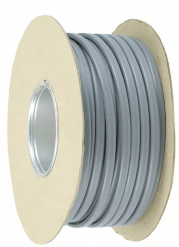 6242Y Grey 10mm Twin & Earth Cable (6242YH10.0/100), BS 6004:2012-compliant, BASEC-approved, stranded live and neutral conductors, solid 4mm CPC, harmonised wiring colours, supplied in a 100m drum.