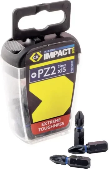 C.K Tools T4560 PZ2D15 Blue Steel Screwdriver Bit 25mm PZ2 - Pack of 15
