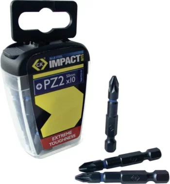 C.K T4560 PZ2LD10 C.K Blue Steel Screwdriver Bit 50mm PZ2 - Pack of 10