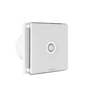 CED Airmaster RFP4TM/GL CED Airmaster 4" White Glass Extractor Fan with Timer and Motion Sensor 1