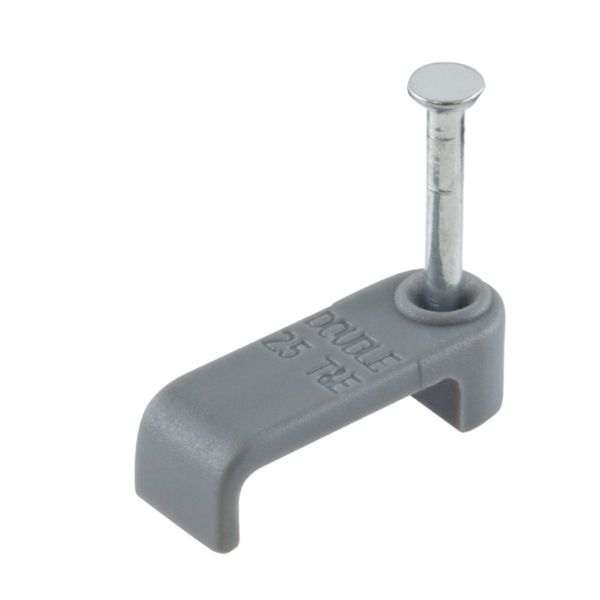 Cobra CC/TOW/2.5/D Cobra Cable Clips 2.5mm Grey Flat Double Twin and Earth – Pack of 100