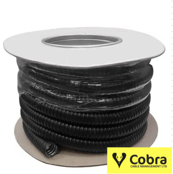 Cobra FC/GALV/PVC/20/10 Cobra Cable 20mm Galvanised Flexible Conduit with Black PVC Coating - 10m Reel 2