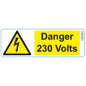 Cobra SL/D230/7525/25 Cobra Cable Warning Labels - Danger 230V 75x25 mm - 25 Per Roll