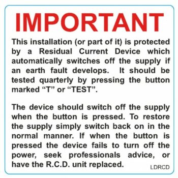 Cobra SL/RCD/7575/25 Cobra Cable Warning Labels - RCD Test 75x25 mm - 25 Per Roll