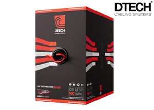 DTECH CA-49430 DTech CAT6 Solid Copper Cable 8 Core U/UTP Unscreened LSOH HDBT 305m - Red