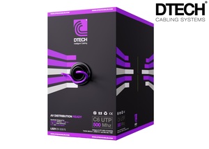 DTECH CA-49480 DTech CAT6 Solid Copper Cable 8 Core U/UTP Unscreened LSOH HDBT 305m - Violet