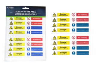 Deligo WLSOLBAT Deligo Solar Battery Area Warning Labels - 10PK